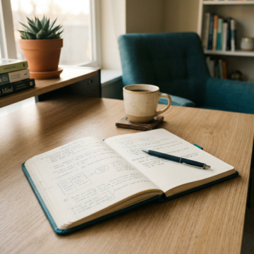 Therapist reflecting on caseload notes while defining their ideal client for therapists