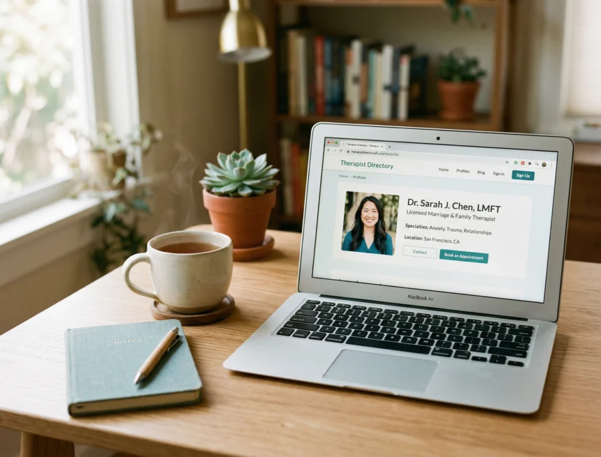 freepik__horizontallandscape-orientation-a-clean-modern-des__38021 Therapist writing a bio to define your therapy niche on a professional directory listing