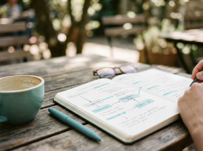 "Notebook on a desk for writing a behavioral definition in treatment planning