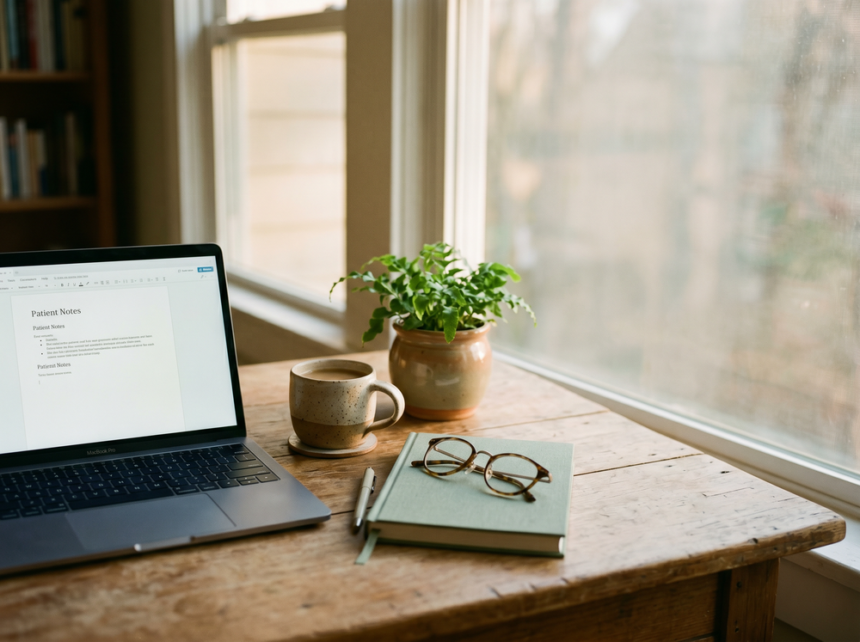 Therapist workspace representing The Modern Therapist newsletter for AI tools and tech for therapists