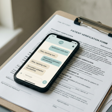 ChatGPT for Clinicians setup screen with clinical verification documents in teal and cream tones
