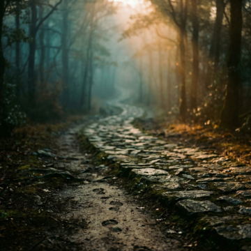 A winding path with footprints representing small acts of courage stretching into the distance" excerpt: "Tolkien wrote 'little by little, one travels far.